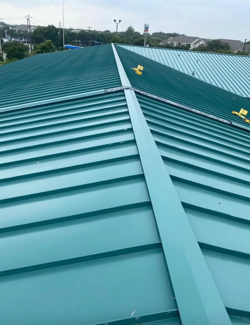 Green commercial metal roof ridge and valley for Metal Roof Repair in Summerville